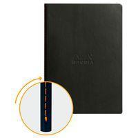 Cahier rhodiarama piqûre textile noir A5 64 pages dot 90 g - Image principale