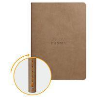Cahier rhodiarama piqûre textile taupe A5 64 pages ligné 90g - Image principale