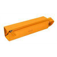 Trousse plumier orange simili cuir italien 23x5x5 cm - Image principale