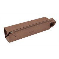 Trousse plumier taupe simili cuir italien 23x5x5 cm - Image principale
