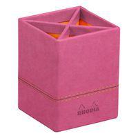 Pot à crayons simili cuir italien 8 x 8 x 11 cm fuchsia - Image principale