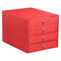 Trieur 4 tiroirs simili cuir italien corail 24,8x32,7x22,8cm - Image principale