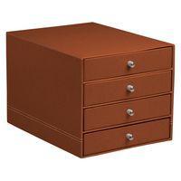 Trieur 4 tiroirs simili cuir italien cuivre 24,8x32,7x22,8cm - Image principale