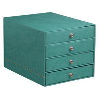 Trieur 4 tiroirs simili cuir italien eau 24,8x32,7x22,8 cm - Image principale