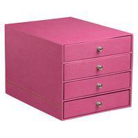 Trieur 4 tiroirs simili cuir fuchsia 24,8x32,7x22,8 cm - Image principale