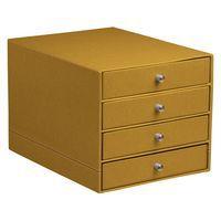 Trieur 4 tiroirs simili cuir italien or 24,8x32,7x22,8 cm - Image principale