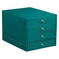 Trieur 4 tiroirs simili cuir italien paon 24,8x32,7x22,8 cm - Image principale