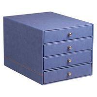 Trieur 4 tiroirs simili cuir italien saphir 24,8x32,7x22,8cm - Image principale