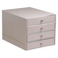 Trieur 4 tiroirs simili cuir italien silver 24,8x32,7x22,8cm - Image principale