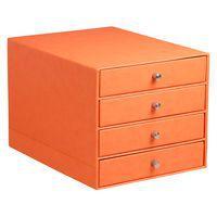 Trieur 4 tiroirs simili cuir tangerine 24,8x32,7x22,8 cm - Image principale