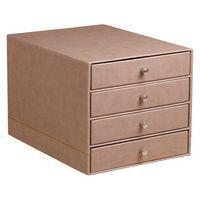 Trieur 4 tiroirs simili cuir italien taupe 24,8x32,7x22,8 cm - Image principale