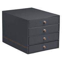 Trieur 4 tiroirs simili cuir italien titane 24,8x32,7x22,8cm - Image principale