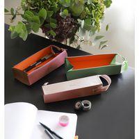 Trousse plumier céladon simili cuir italien 23x5x5 cm - Image 2