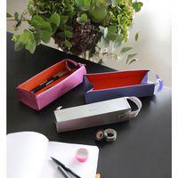 Trousse plumier saphir simili cuir italien 23x5x5 cm - Image 4