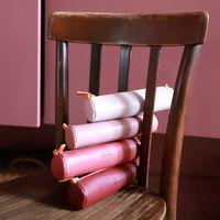 Trousse ronde bois de rose simili cuir italien 5x21,5 cm - Image 5