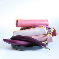 Trousse ronde bois de rose simili cuir italien 5x21,5 cm - Image 3