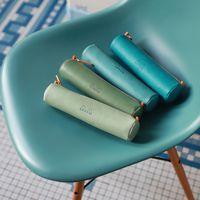 Trousse ronde couleur eau simili cuir italien 5x21,5 cm - Image 5