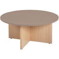 Table basse range-poufs Diabolo Ø 100 cm Taupe/Hêtre - Image principale