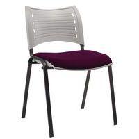 Lot de 2 chaises Yuma dos polypro Gris assise Fuschia pieds Noir - Image principale