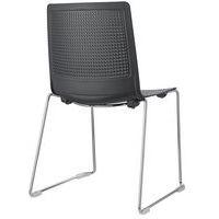 Lot de 2 chaises PERFY pieds traîneau chromés coque polypro Gris - Image 2