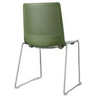 Lot de 2 chaises PERFY pieds traîneau chromés coque polypro Vert - Image 3