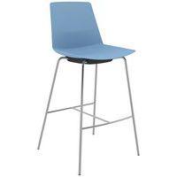 Tabouret haut CLUE coque polypro bleu 4 pieds chromés - Image principale