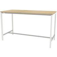 Table réunion haute Creo 180x80 cm pied 9016 blanc plateau chêne - Image principale