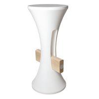 Tabouret Tambar polyéthylène blanc et repose pied bois - Image principale