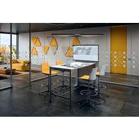 Table réunion haute Creo 160x80 cm pied 9006 Alu plateau chêne - Image 2