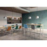 Tabouret haut CLUE coque polypro chocolat 4 pieds chromés - Image 2