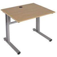 Poste informatique Open fixe longueur 80 cm 2 pieds métal coloris Aluminium - Image principale