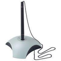 Lot de 6 Stylo-bille sur socle DELTA, plastique, gris clair/noir - Image principale