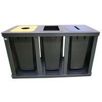 Station tri sélectif triple avec poubelle plastique 60L - Image principale