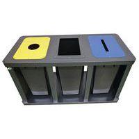 Station tri sélectif triple avec poubelle plastique 60L - Image 2