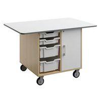 Ilot Wallis 120x80x75 cm plateau magnétique inscriptible effaçable bouleau-blanc - Image principale