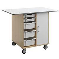 Ilot Wallis 120x80x94 cm plateau magnétique inscriptible effaçable bouleau-blanc - Image principale