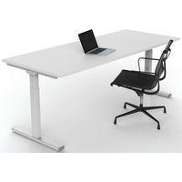 Bureau droit Inesa avec pied réglable en T Blanc 200 cm - Image 4