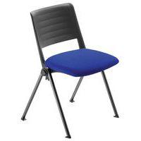 Lot 4 chaises Match piètement noir dossier polypropylène noir assise tissu bleu - Image principale