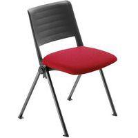 Lot 4 chaises Match piètement noir dossier polypropylène noir assise tissu rouge - Image principale