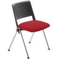 Lot 4 chaises Match piètement alu dossier polypropylène noir assise tissu rouge - Image principale