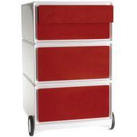 Caisson mobile Easy Office 3 tiroirs de rangement coloris blanc/rouge - Image principale