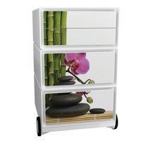 Caisson mobile Easy Office 4 tiroirs rangement corps blanc décor Bambou - Image principale