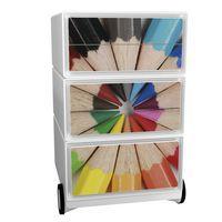 Caisson mobile Easy Office 4 tiroirs rangement corps blanc décor Crayons couleur - Image principale