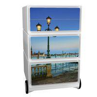 Caisson mobile Easy Office 4 tiroirs rangement corps blanc décor Lagune - Image principale