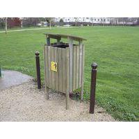 Poubelle forestière Lausanne 160 L + toit - Image principale