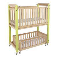 Lit crèche Duo 2 niveaux, lit haut fixe, lit bas mobile, piétement vert - Image 4