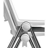 Lot 4 chaises Match piètement alu dossier polypropylène noir assise tissu bleu - Image 3