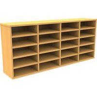 Meuble à cases enseignant Octet,4 colonnes,20 cases,sans portes,coloris hêtre - Image principale