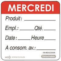 Rouleau de 500 étiquettes mercredi rouge - Image principale