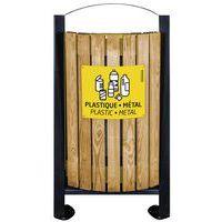 Poubelle 2x60l Arkea bois tri autres déchets/plast et metal-gris7033/jaune1021 - Image 2